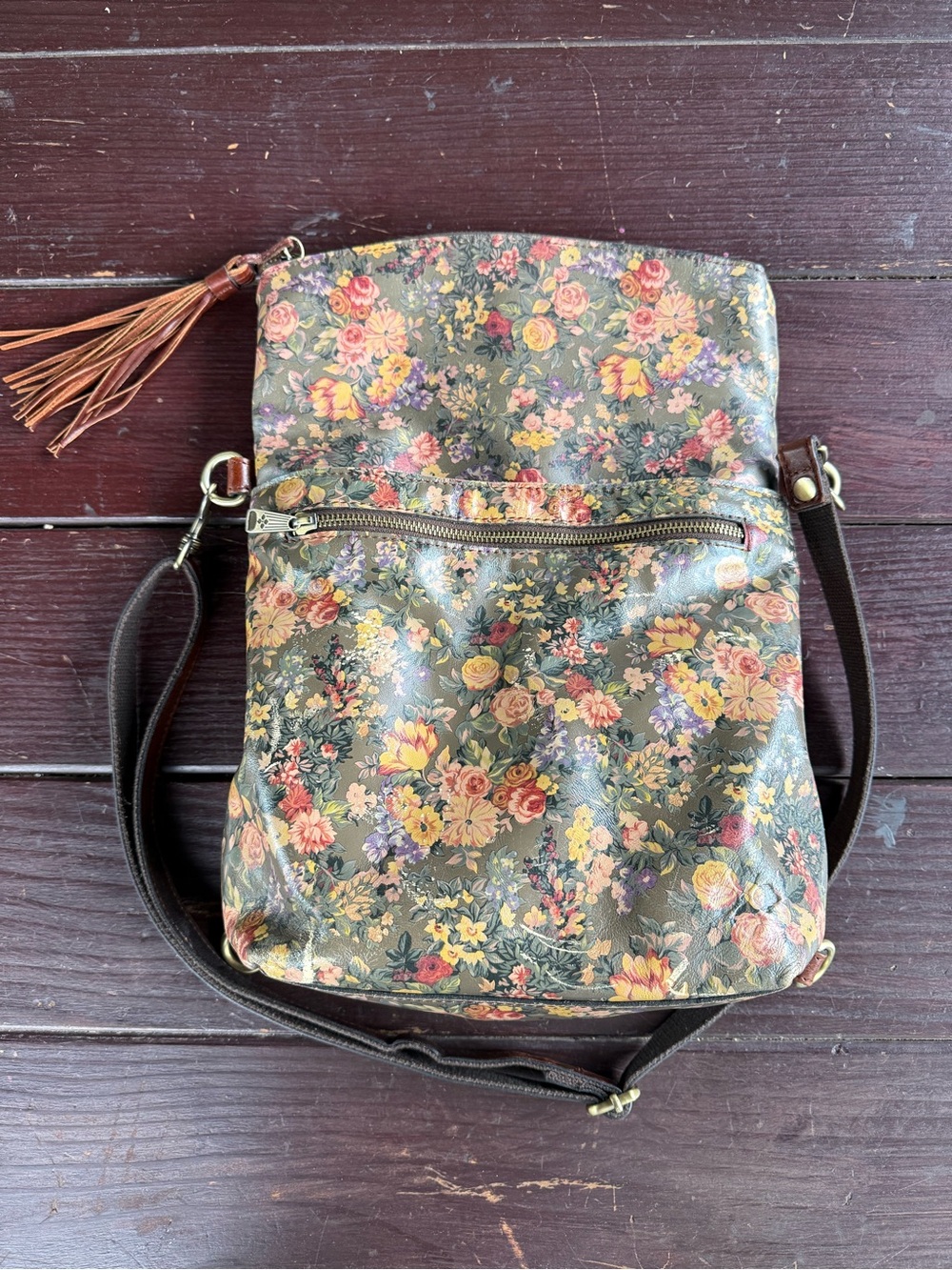 Patricia Nash Floral Leather Convertible Backpack Crossbody Bag Purse - Picture 9 of 12